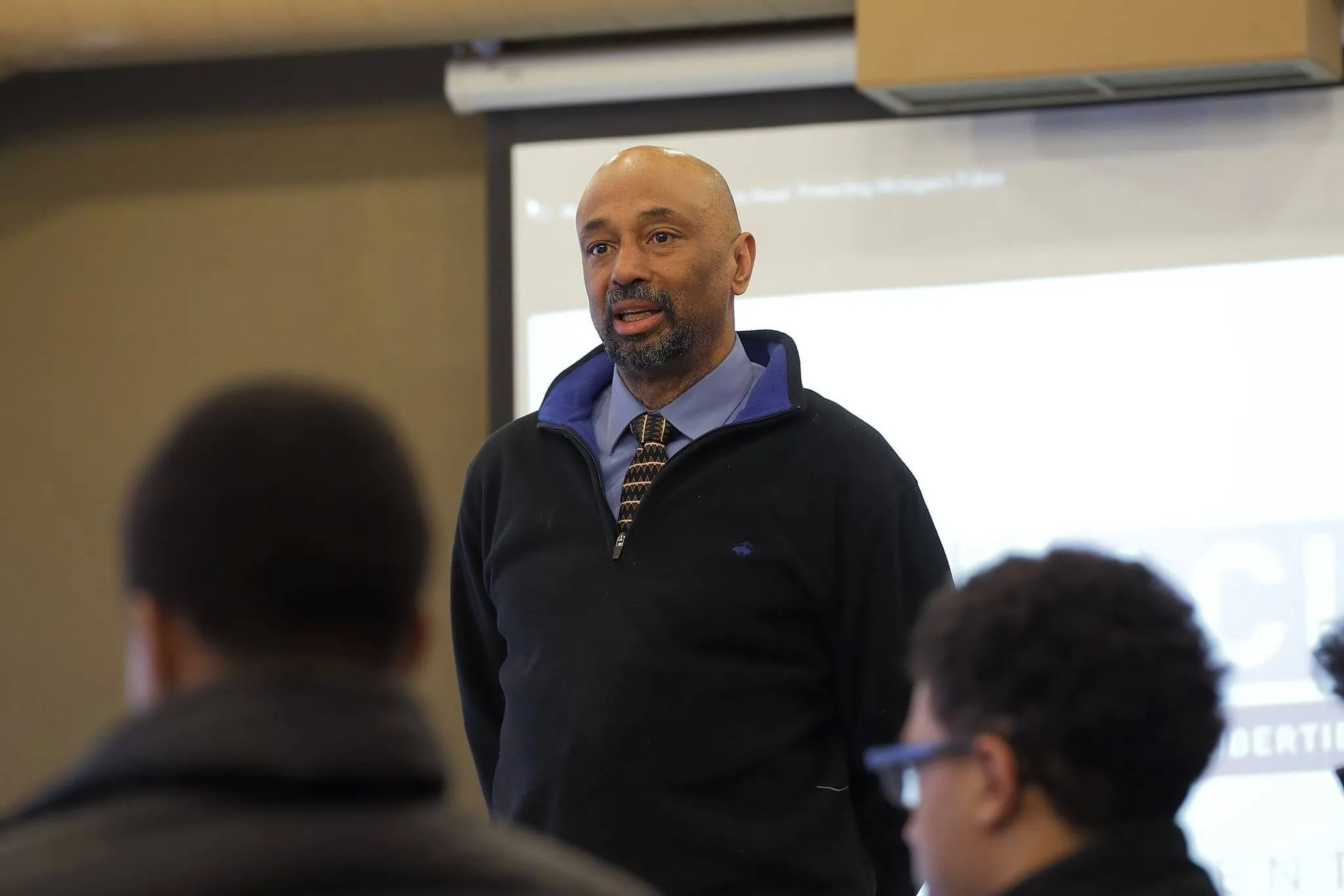 Ralph Simpson, open-government attorney, speaking at a public forum